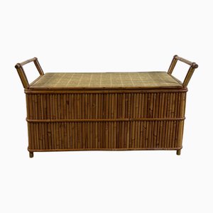 Banc de Rangement Vintage en Rotin, 1960s