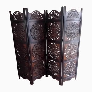 Divisorio vintage indiano in legno intagliato a mano