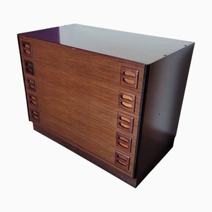 Teak Chest of Drawers with Carved Handles, 1960s