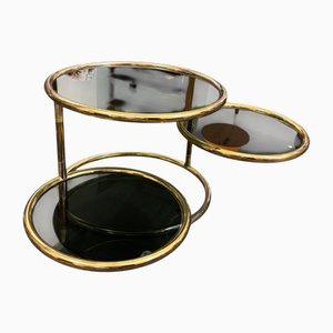Table d'Appoint en Laiton et Verre Fumé, 1970s