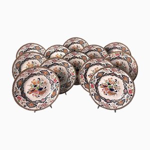 Assiettes à Transfert Peintes à la Main, Angleterre, 1913, Set de 12