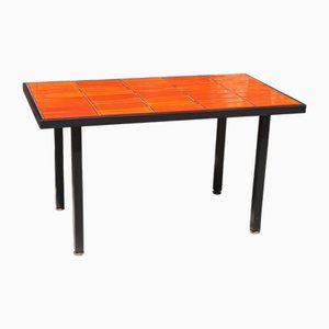 Orangefarbener Vintage Keramik Couchtisch, 1960