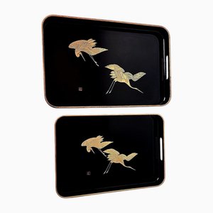 Schwarze Lacktabletts im japanischen Maki-Stil, 1960, 2er Set