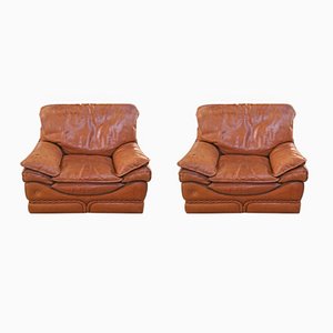 Italian Leather Armchairs from Colombo Mobili, 1970s, Set of 2