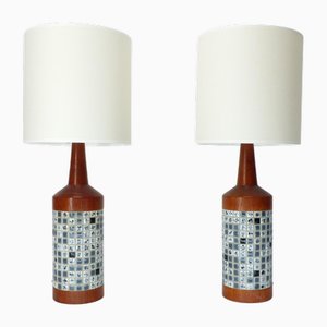 Skandinavische Tischlampen aus Teak & Mosaik, 1960er, 2er Set