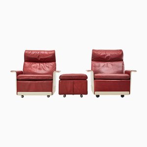Poltrone serie 620 e poggiapiedi di Dieter Rams per Vitsoe, anni '60, set di 3