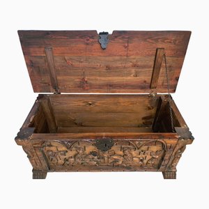 Large Antique Medieval Gothic Trunk, 1930