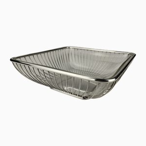 Mid-Century Modern Silver-Plated Fruit Basket with Glass Insert by Carl Deffner
