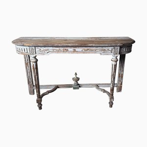 Louis XVI-Style French Console Table in White Lacquer with Gold Accents, 1770