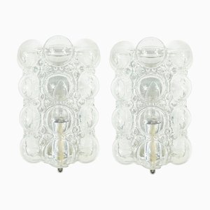 Appliques Murales Mid-Century en Verre Bullé par Helena Tynell pour Limburg, 1960s, Set de 2