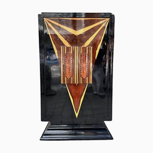 Bar Cabinet in Lacquered Wood and Marquetry, 1930s