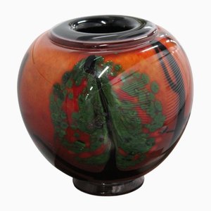 Orange Art Glasvase von Robert Pierini, 1989