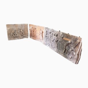 French Story of Christ Panels in Plaster, Set of 4