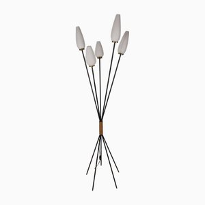 Vintage Stehlampe aus Metall & Opalglas, 1960