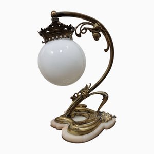Art Nouveau Table Lamp in Brass with Marble Base, 1920s