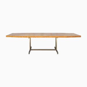 Large Meeting Table in Nickel-Plated Steel and Wood, 1960s