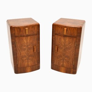 Art Deco Nachttische aus Nussholz, 1930er, 2er Set