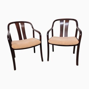 Asiana Armlehnstühle aus schwarz lackierter Buche von Oswald Beck für Casala, 1980er, 2er Set