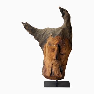 Rizimu Chiwawa, Scultura con testa intagliata, Zimbabwe, Driftwood