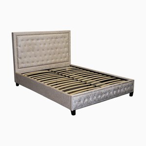 Baby Pink Velvet Double Bed Frame