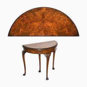 Table d'Appoint d'Appoint Jeux de Cartes Demi Lune en Noyer