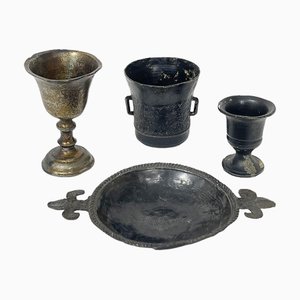 18th Century Dutch Miniature Dollhouse in Pewters, Set of 4