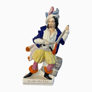 Statua vittoriana grande Staffordshire Flatback di Will Watch Smuggler, anni '60 dell'Ottocento