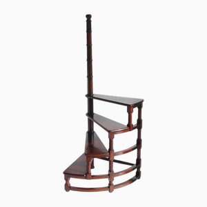 Escalera para librería vintage grande de caoba