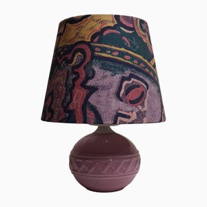 Vintage Table Lamp with Purple Ceramic Base, 1980s