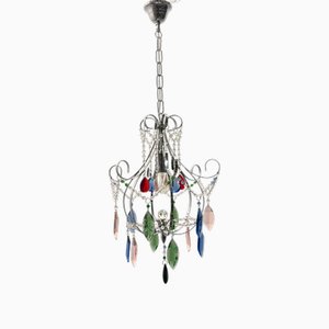 Multicolored Crystal Drop Chandelier, 1970s