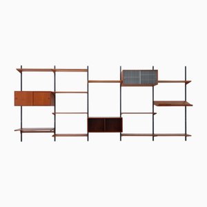 Danish Modular 5-Bay Teak Wall Unit by Kai Kristiansen for FM, 1960s