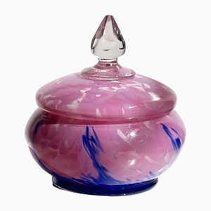 Bomboniere vintage in vetro di Murano con macchie blu, anni '70