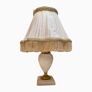 Antique Neoclassical Lamp in Alabaster and Gilded Bronze