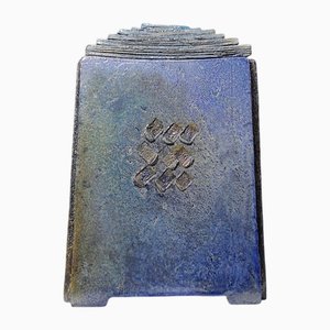 Large Triangular Artisanal Raku Box, 1996