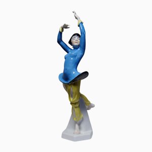 Art Deco Porcelain Dancer Figurine from Heubach, 1920s