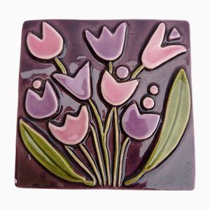Tulips Jewelry Box in Glazed Ceramic by Mithé Espelt, 1960s