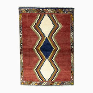 Hand-Knotted Gabbeh Rug with Geometric Medallion