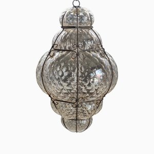 Venetian Lantern in Blown Glass and Iron, Early 1900s