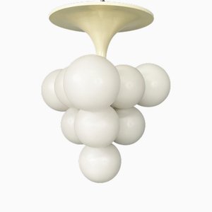 Lustre Space Age en Verre Opalin attribué à Max Bill pour Temde, Allemagne, 1960s