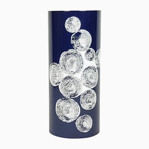 Italian Blue, White & Black Enameled Metal Umbrella Stand, 1960s