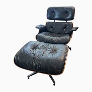 Juego de sillón y otomana de Eames para Herman Miller, años 70