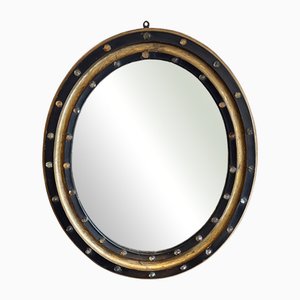 Miroir Irlandais Ovale avec Détail en Verre Clair et Bordure Dorée