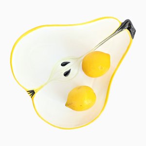 Handbemalter Mid-Century Birnenteller aus Keramik von Ernestine Cannon, Italien, 1960er