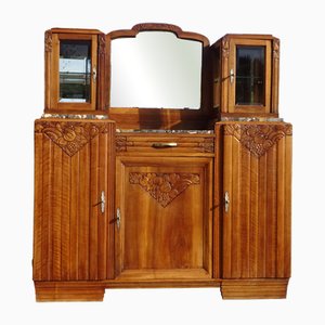Art Deco Buffet in Walnut with 2 Sentry Boxes, 1930s
