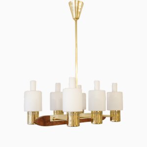 Model Ship Hanging Lamp in Teak and Brass by Jo Hammerborg for Fog & Mørup, 1960s