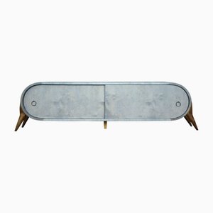 Mid-Century Modern Italian Turquoise Streamline Sideboard in Birch, 1960s