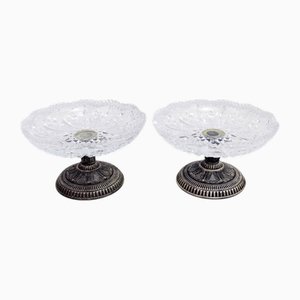 Crystal and Silver-Plated Metal Cups, 1930s, Set of 2
