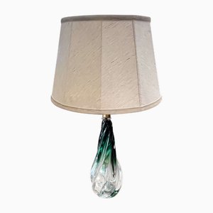 Lampe de Bureau Mid-Century avec Verre Vert et Transparent de Val Saint Lambert, 1960s