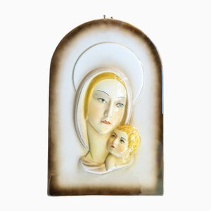 Virgen con niño de cerámica pintada y con aerógrafo de Carraresi e Lucchesi, años 40