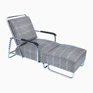 Set of Large Bauhaus Reclining Easy Chair and Ottoman, 1940s